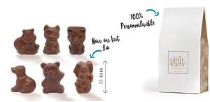 Mini animaux en chocolat bio - lait 41% ou noir 56% personnalisable