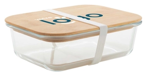 Lunch box en verre avec couvercle bambou - 800 ml personnalisable