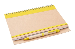 Carnet de notes à spirales en papier recyclé avec son stylo personnalisable