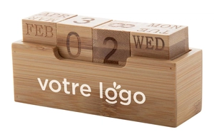 Calendrier perpétuel en bambou 4 dés. Livré avec support personnalisable