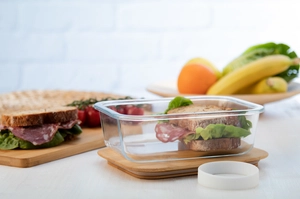 Lunch box en verre avec couvercle bambou - 800 ml personnalisable