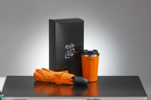 Coffret personnalisable avec mug isotherme 350 ml et parapluie automatique personnalisable