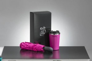 Coffret personnalisable avec mug isotherme 350 ml et parapluie automatique personnalisable