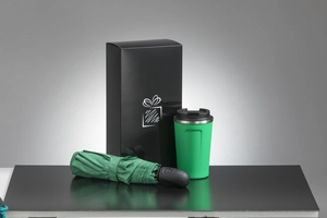 Coffret personnalisable avec mug isotherme 350 ml et parapluie automatique personnalisable