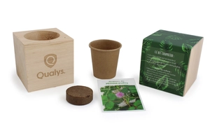 Cube en bois avec kit de plantation personnalisable