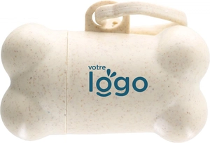 Distributeur de sac à chien en forme d'os en paille de blé personnalisable