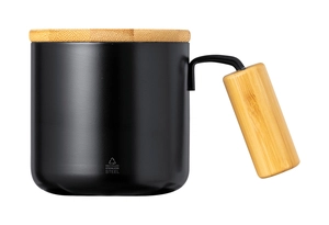 Mug thermos 330 ml en inox recyclé et couvercle en bambou personnalisable