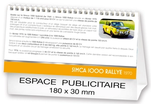 Calendrier chevalet 2025  AUTOS DE LEGENDE 21 x 15 cm - 13 feuillets personnalisable