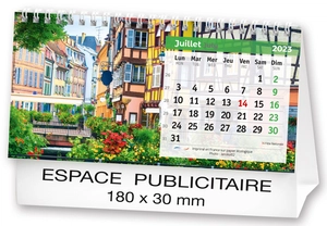 Calendrier chevalet 2025  PAYSAGES DE FRANCE 21 x 15 cm - 13 feuillets personnalisable