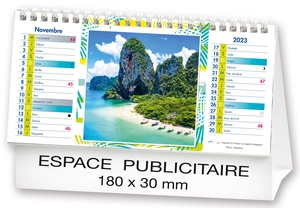 Calendrier chevalet 2025  PLAGES DE REVE 21 x 15 cm - 13 feuillets personnalisable