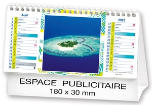 Calendrier chevalet 2025  PLAGES DE REVE 21 x 15 cm - 13 feuillets personnalisable