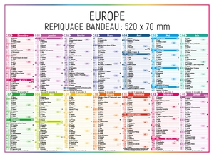 Calendrier bancaire 2025  4 SAISONS - Carte Europe verso - HORIZONTAL personnalisable