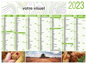 Calendrier bancaire 2025  AGRICULTURE format 43 x 33 cm - 7 mois par face personnalisable