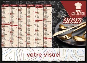 Calendrier bancaire 2025  FOOD DRINKS format 43 x 33 cm - 6 mois par face personnalisable