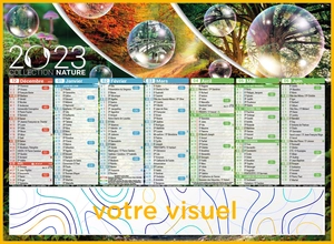 Calendrier bancaire 2025  NATURE format 55 x 40 cm - 7 mois par face personnalisable