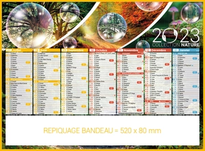 Calendrier bancaire 2025  NATURE format 55 x 40 cm - 7 mois par face personnalisable