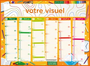 Calendrier bancaire 2025  SCOLAIRE - format 55 x 40 cm - 6 mois par face personnalisable