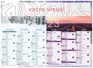 Calendrier bancaire 2025  SOLSTICES format 43 x 33 cm - 6 mois par face personnalisable