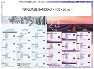 Calendrier bancaire 2025  SOLSTICES format 43 x 33 cm - 6 mois par face personnalisable