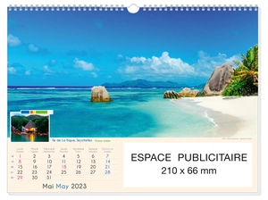 Calendrier Feuillet 2025  PLAGES DE REVE 32 x 43 cm - 13 feuillets personnalisable