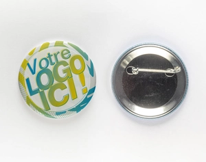 Badge attache épingle - Diamètre 38mm - Made in France personnalisable