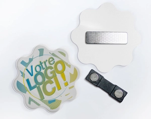 Badge Textile 100% personnalisable avec forme sur-mesure personnalisable