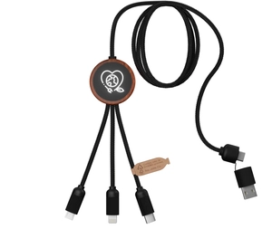 Câble 3 en 1, 1m, double entrée USB & USB C et logo lumineux personnalisable