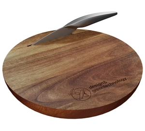 Set exclusif de planche à découper en bois d'acacia avec couteau inox personnalisable