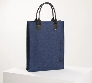 Sac cabas en feutre RPET bleu personnalisable