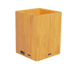 Hub pot à crayon en bois de bouleau FSC personnalisable