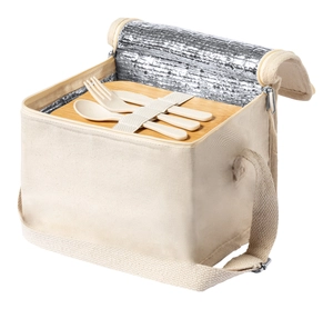 Sac isotherme coton avec lunch box et couverts bambou inclus personnalisable