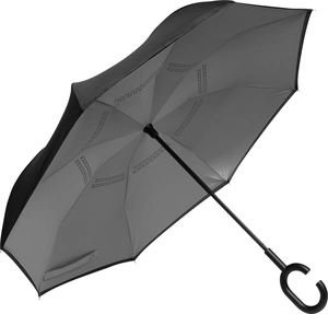 Parapluie inversé poignée canne toile 109 cm - baleines en fibre de verre personnalisable