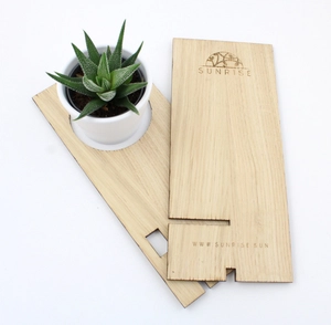 Support téléphone en bois avec plante personnalisable