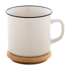 Mug en porcelaine avec couvercle dessous de verre en bambou personnalisable