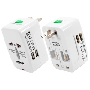 Adaptateur de voyage avec 2 ports USB - 150 pays personnalisable