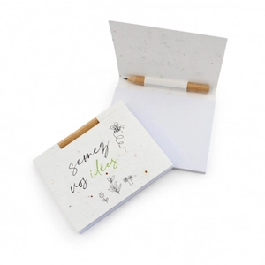 Bloc-notes à graines avec mini crayon personnalisable