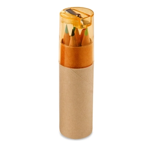 Boîte à crayons avec 6 crayons de couleur et taille-crayon personnalisable