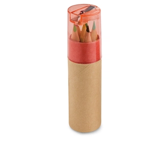 Boîte à crayons avec 6 crayons de couleur et taille-crayon personnalisable