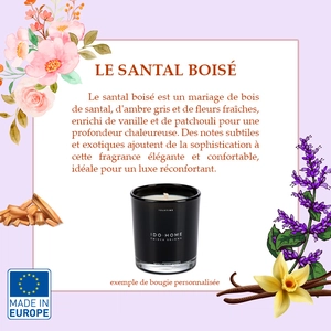 Bougie parfumée made in Europe 7,8 cm - 20h de combustion personnalisable