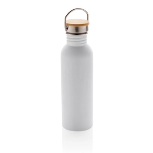 Bouteille en acier inoxydable avec couvercle en bambou personnalisable