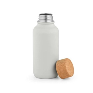 Bouteille en inox recyclé 530 ml simple paroi finition mate - bouchon en liège personnalisable