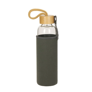 Bouteille en verre avec bambou 550ml personnalisable