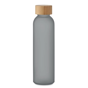 Bouteille en verre avec finition givrée et couvercle en bambou personnalisable