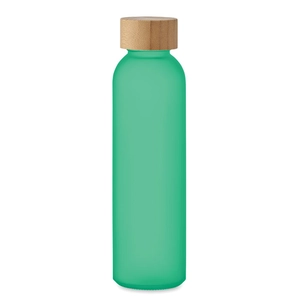 Bouteille en verre avec finition givrée et couvercle en bambou personnalisable