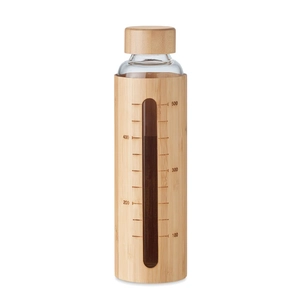 Bouteille en verre borosilicate 600 ml avec bouchon bambou personnalisable