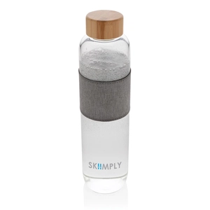 Bouteille en verre borosilicate 750 ml avec couvercle bambou personnalisable