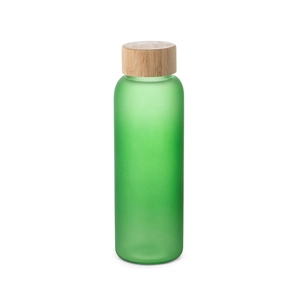 Bouteille en verre borosilicate opaque, couvercle en bambou personnalisable