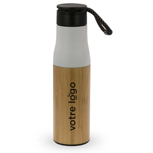 Bouteille isotherme 500 ml avec dragonne - partie bambou personnalisable