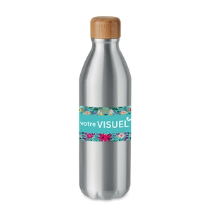 Bouteille simple paroi 550 ml avec son bouchon en bambou personnalisable