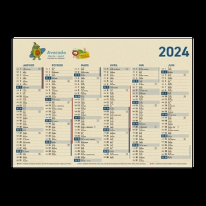 Calendrier bancaire 2024 en canne à sucre - Fabrication France personnalisable